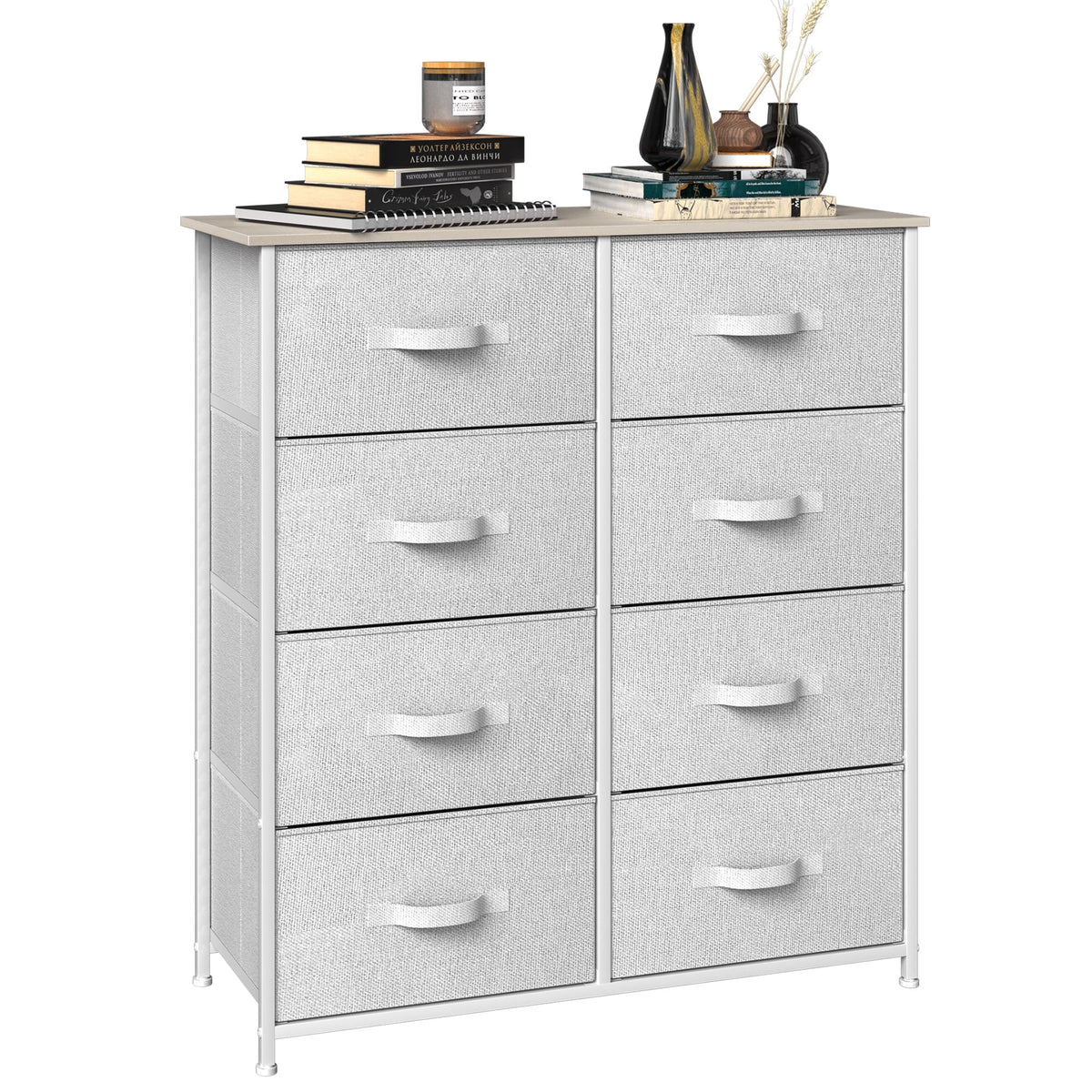 Light Gray 8 Fabric Drawers Storage Tower X43082