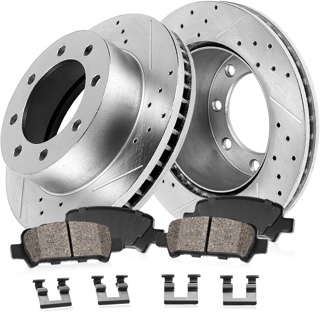 8 Lug 2 Rotors Brake Pads Clips K81096
