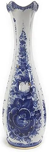 White & Blue Hand-Painted Porcelain Vase F1698