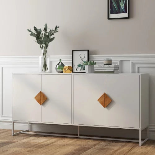 White Storage Sideboard Cabinet with 4 Doors F1918
