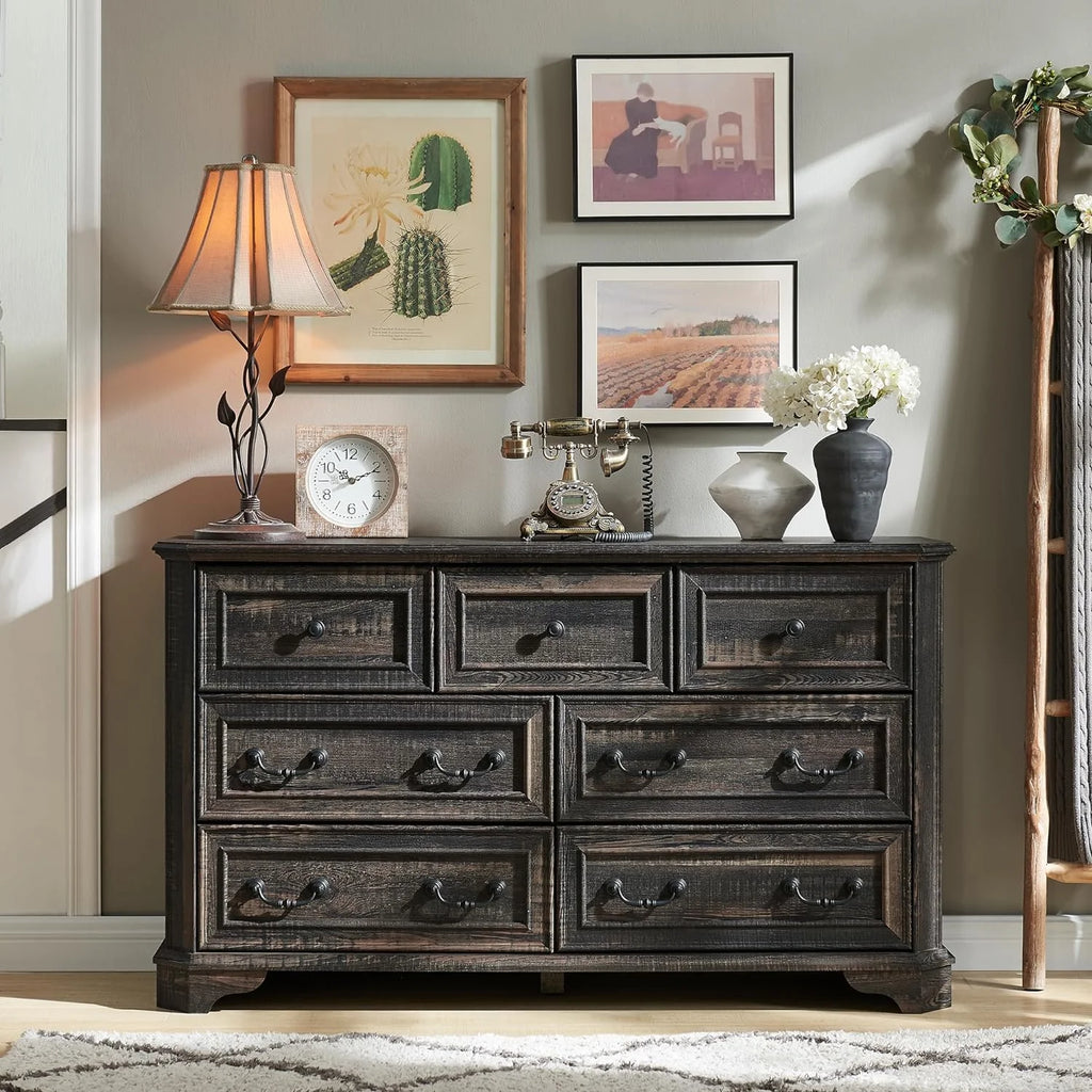 Brown 7 Drawer Wood Dresser M3666