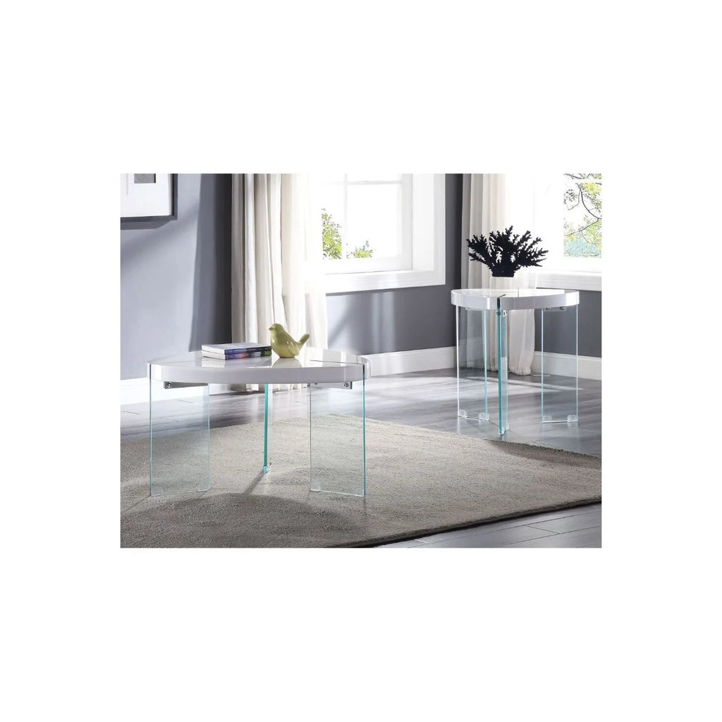 White High Gloss & Clear Glass Coffee Table L493770