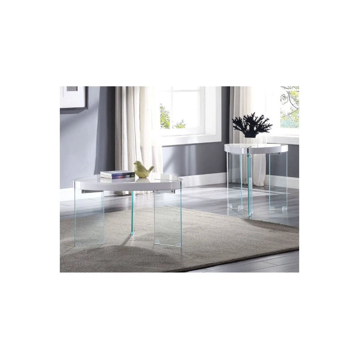 White High Gloss & Clear Glass Coffee Table L493770