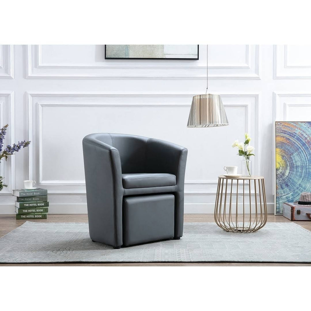 Brown Accent Club Chair with Foot Stool Z2934