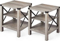 Set of 2 Rustic End Table with Storage Shelf E563512