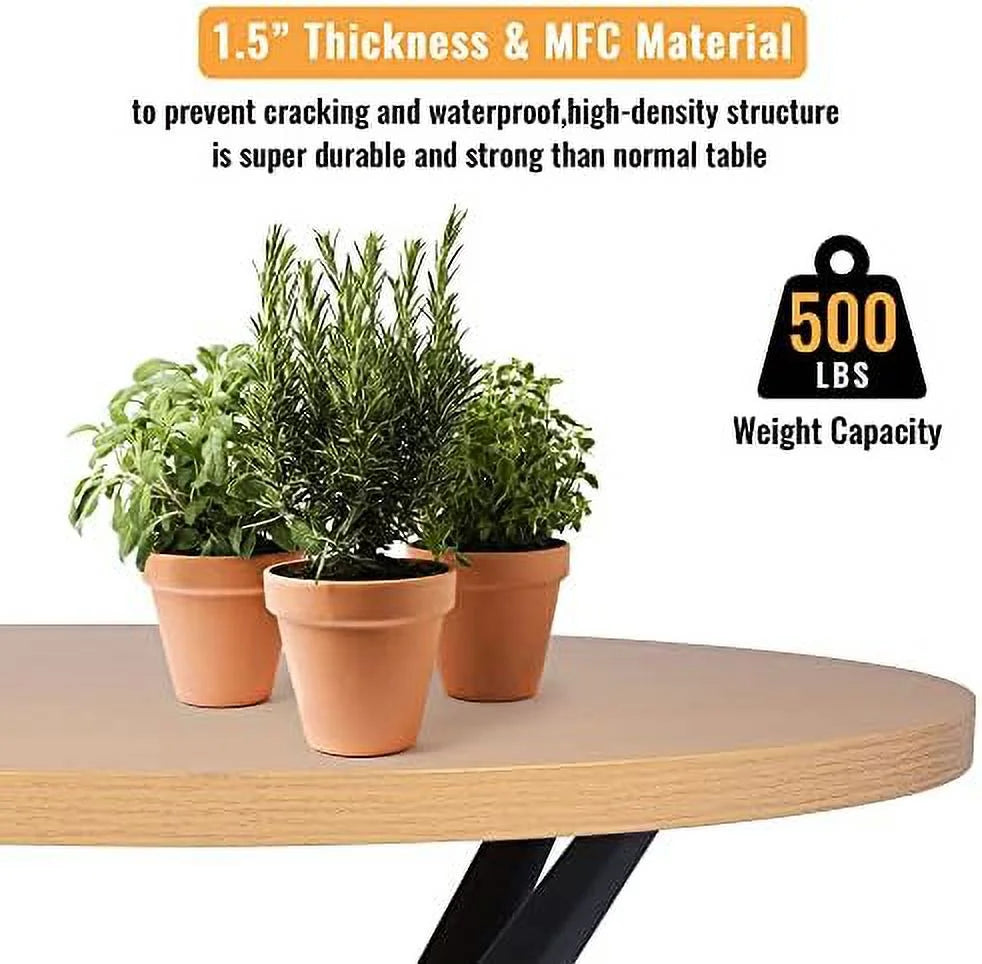 53'' Mid-Century Modern Round Dining Table with Metal Legs R342906