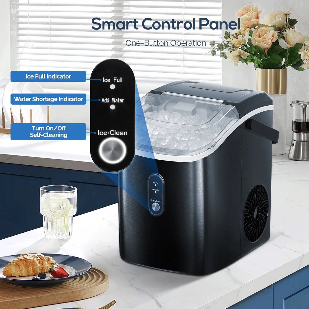 Portable Self-cleaning Nugget Ice Maker with Ice Scoop X106