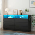 White 6 Drawer Double Dresser with Power Outlet and LED Light Z76938
