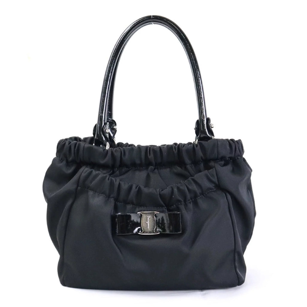 Pre-Owned Black Nylon Patent Leather Handbag N6805