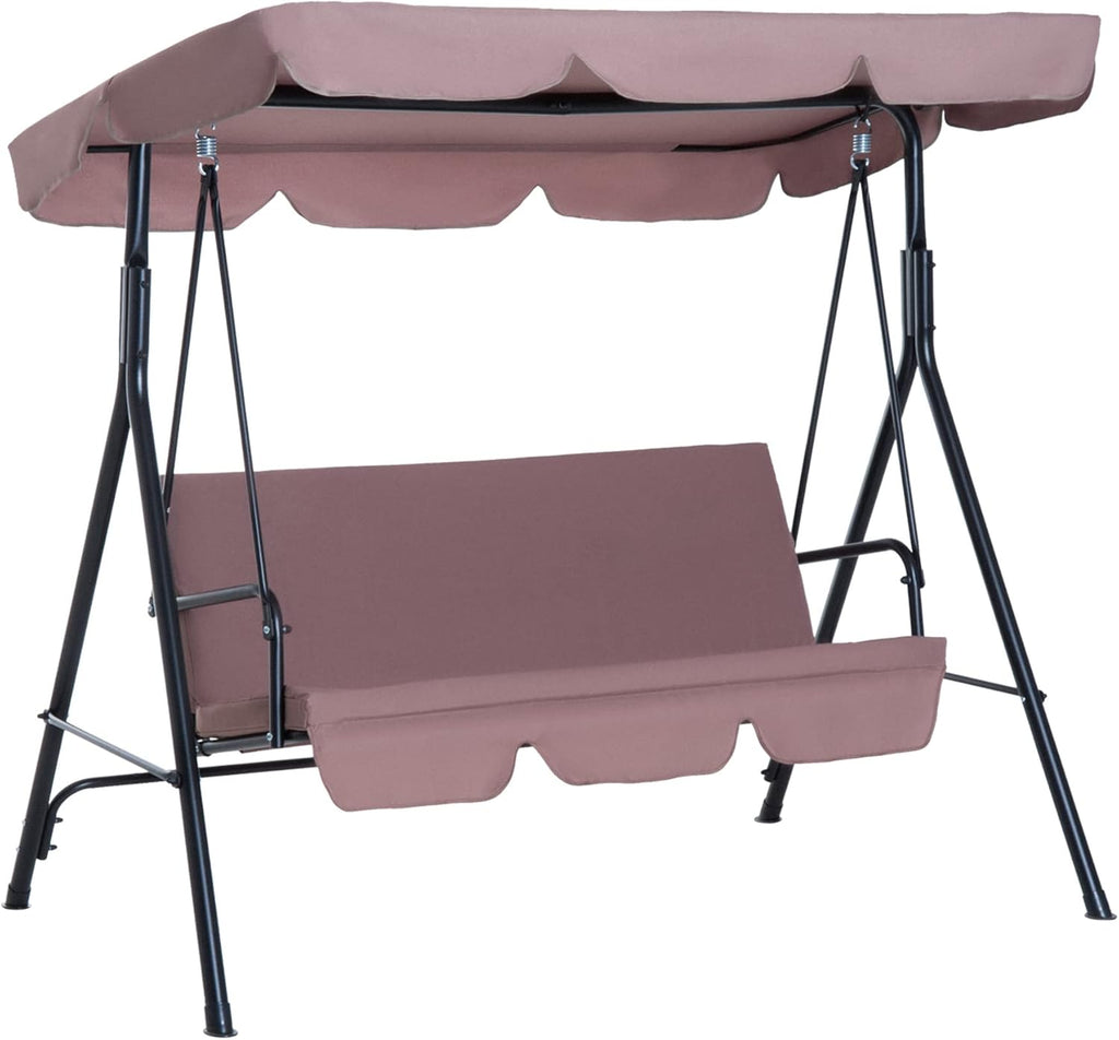 Grey 3-Person Porch Swing with Canopy R57580