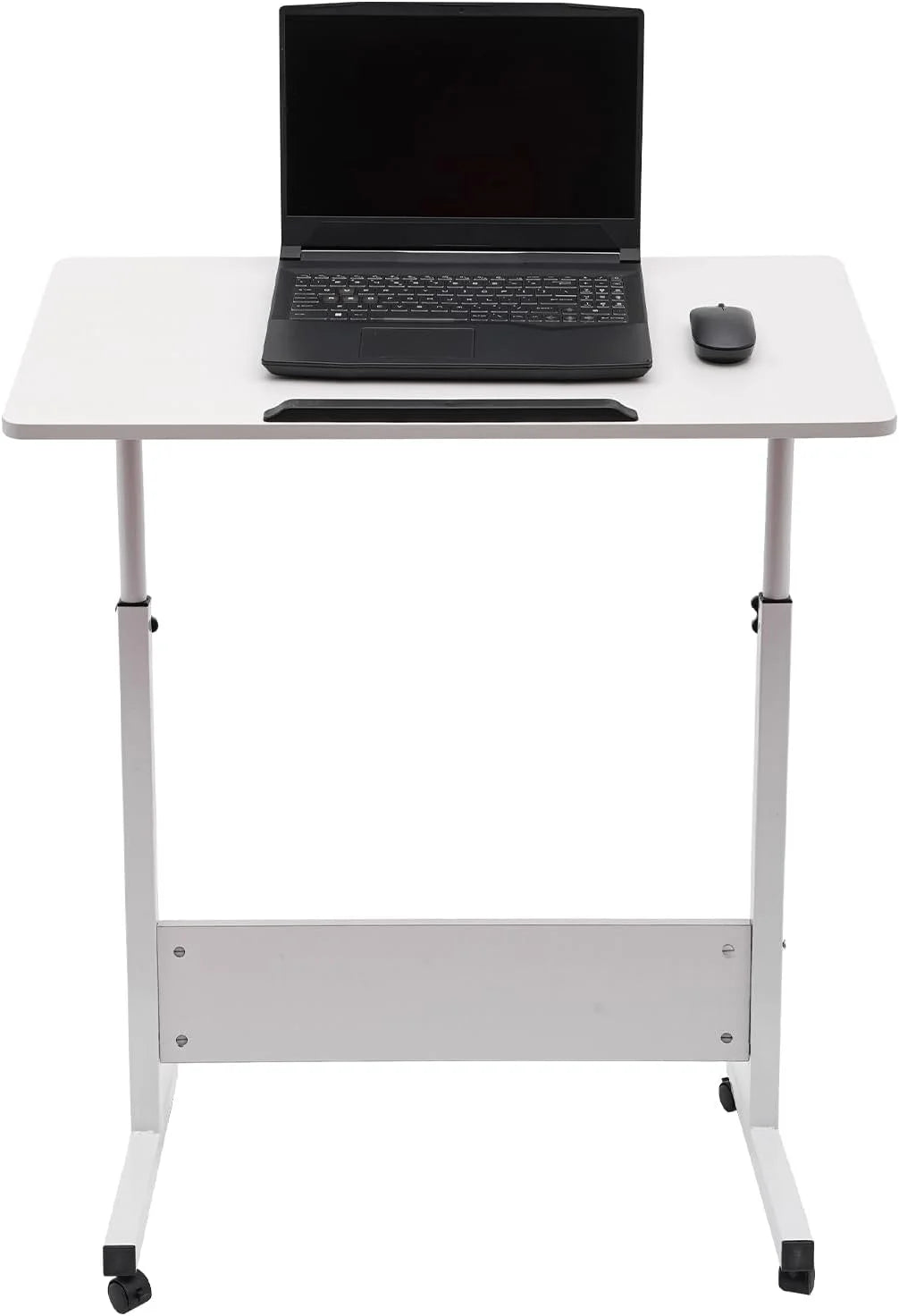 White Adjustable Height Standing Desk with 4 Wheels U49425