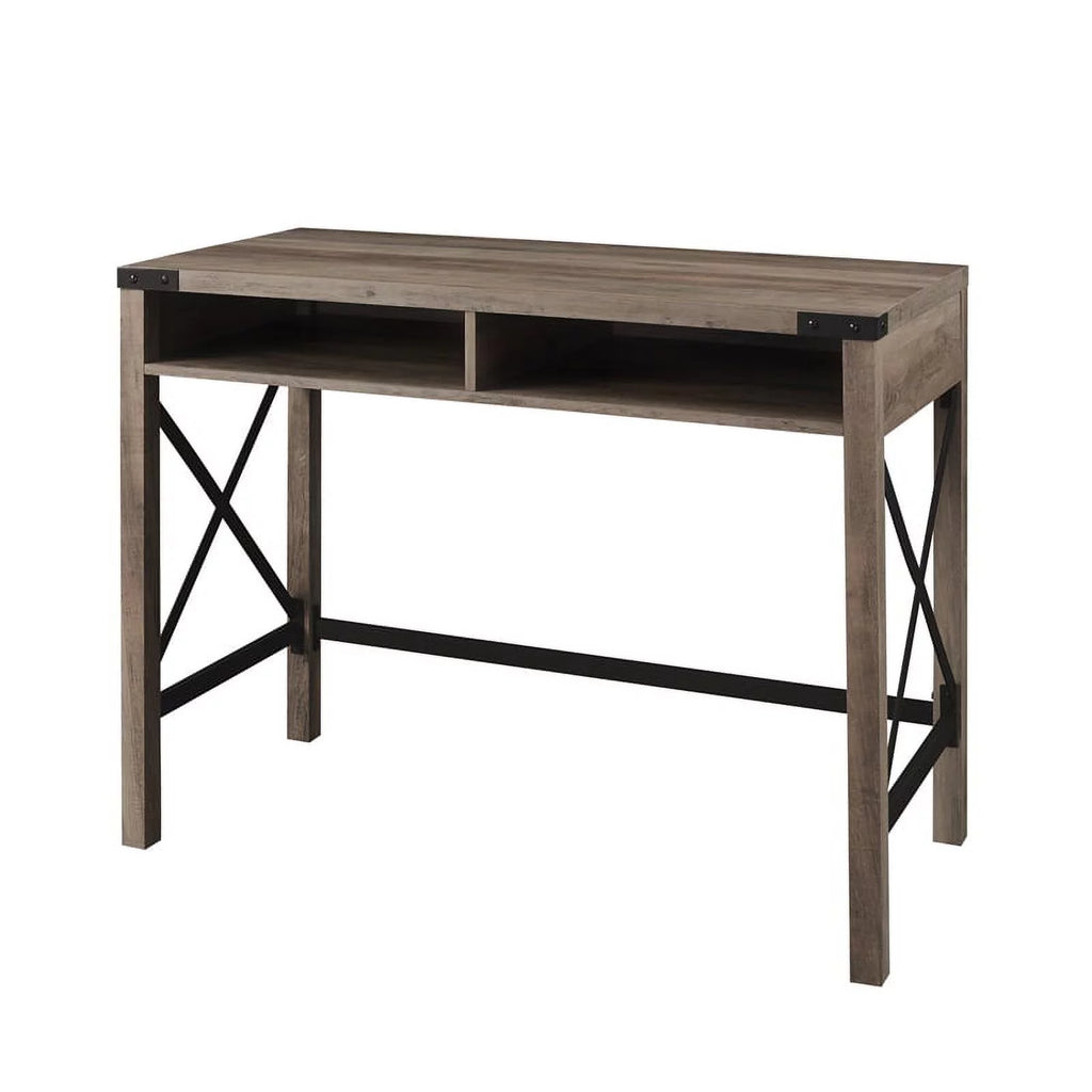 42" Metal and Wood Desk in Gray Wash Q692