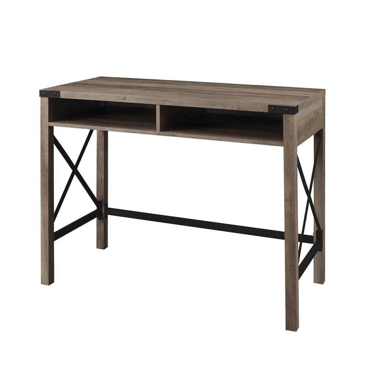 42" Metal and Wood Desk in Gray Wash Q692