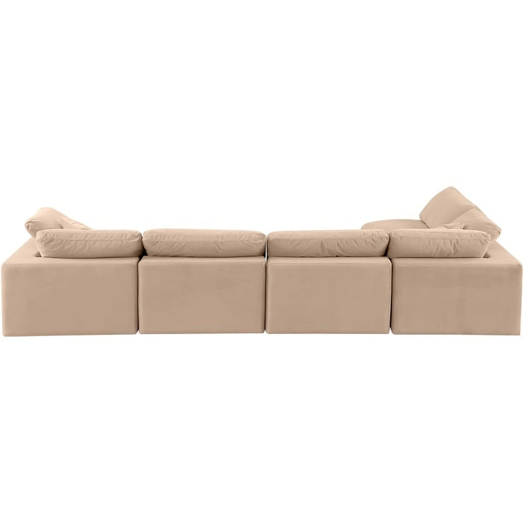 Beige Velvet Modular Sectional F20271