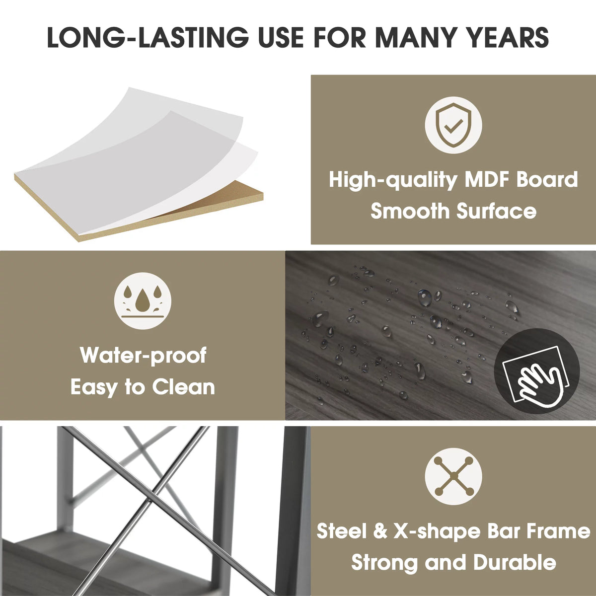 L-Shaped Corner Bookshelf with Metal Frame J2871