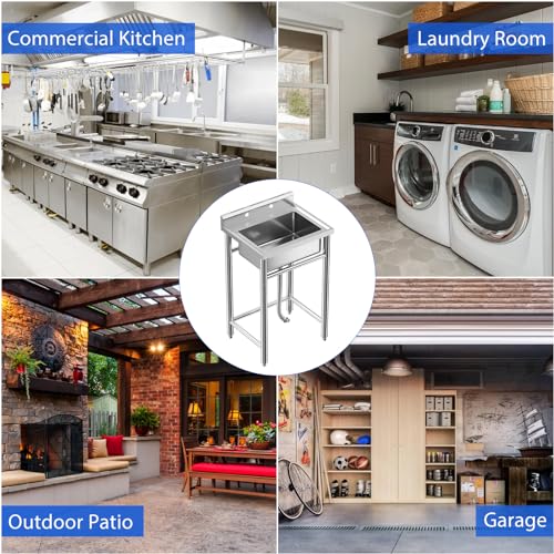 Stainless Steel Single Bowl Utility Sink with Pull-Out Faucet X73288