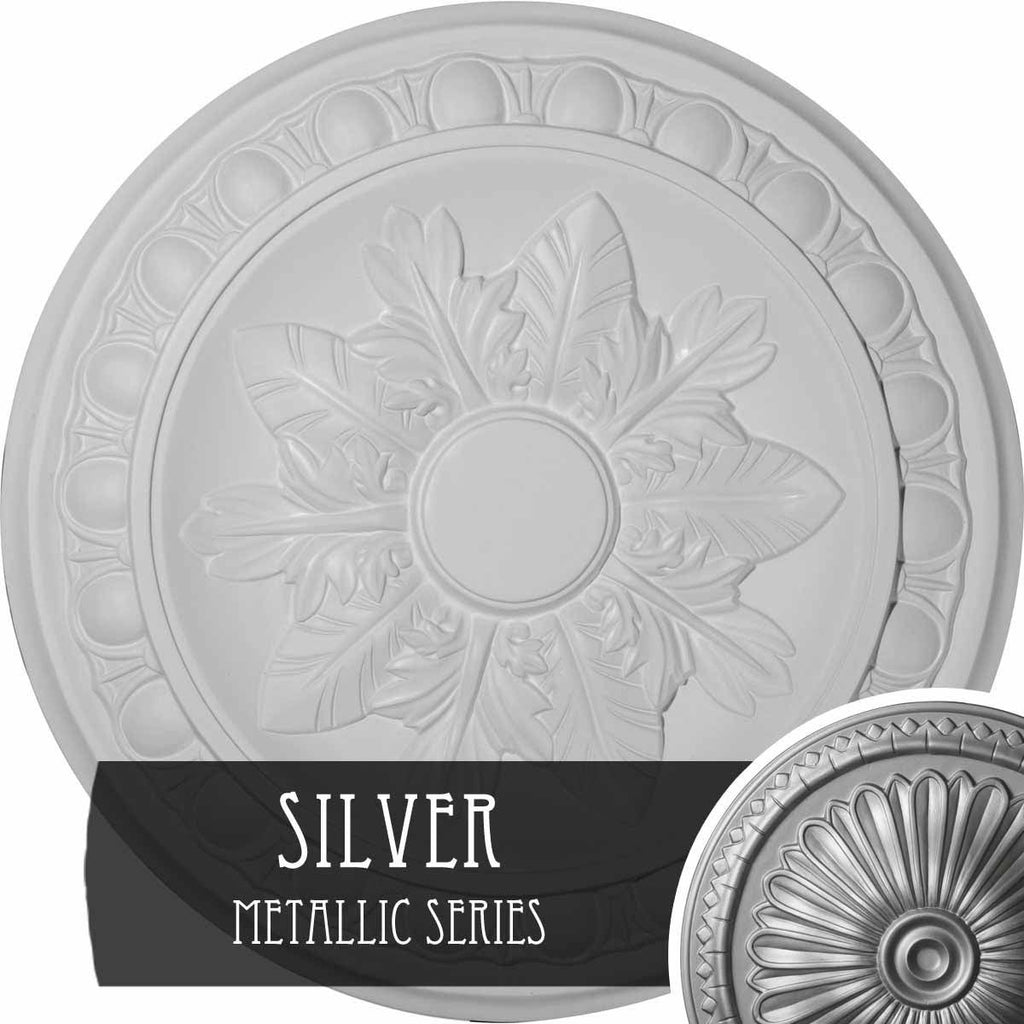 Hand-Painted Silver Ceiling Medallion W6495