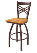 Swivel Counter Stool with Bronze Finish and Medium Maple Seat B34712
