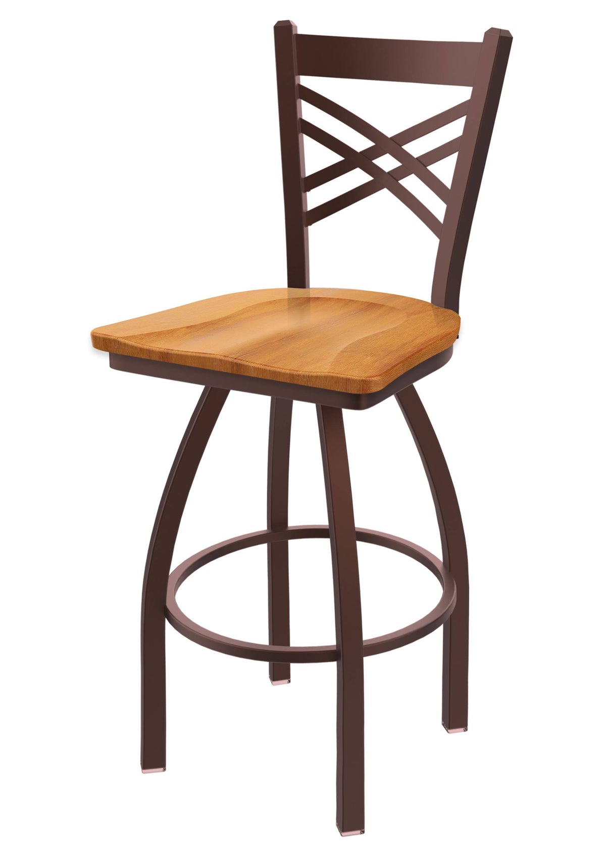 Swivel Counter Stool with Bronze Finish and Medium Maple Seat B34712