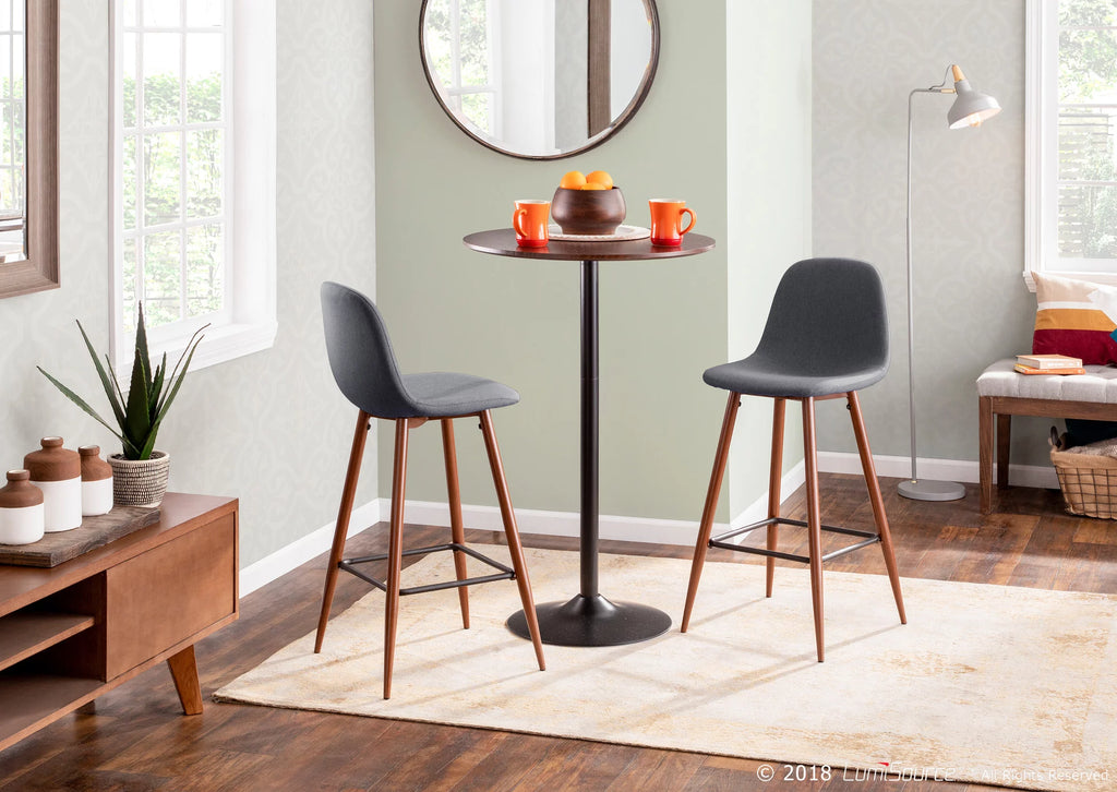 Adjustable Dining to Bar Table in Black Metal and Espresso V988