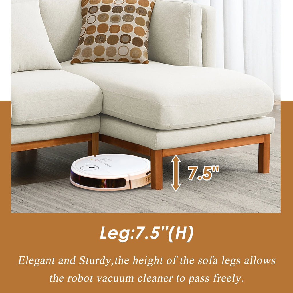 Cream Linen L Shaped Sectional Sofa with Chaise E693847