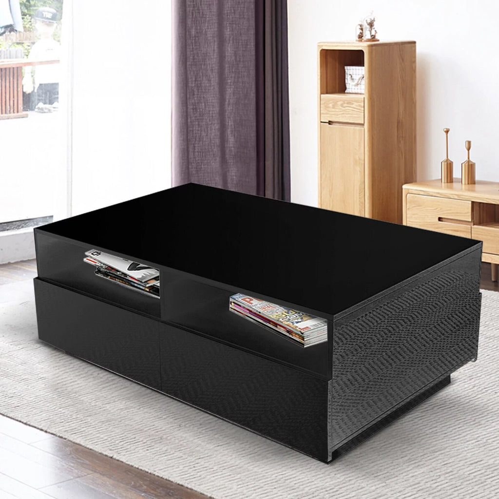 Modern LED High Gloss Coffee Table with 4 Drawers L89655