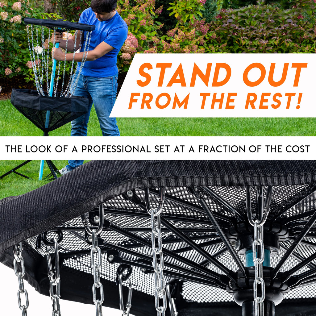 PDGA Approved Portable Disc Golf Target Basket Set with Metal Chains E321198