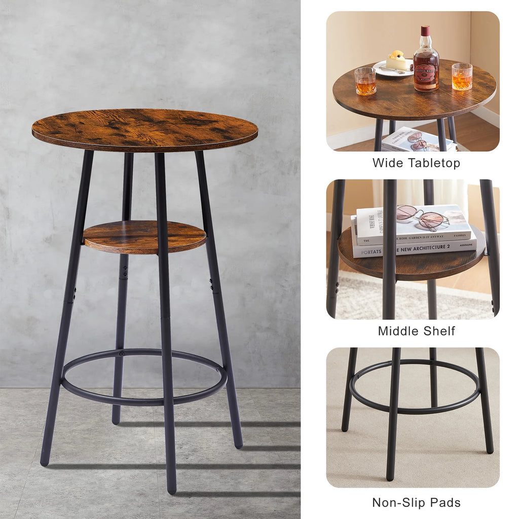 Counter Height Dining Set for 2, Metal Bistro Pub Table Set w/ Cushioned Stools Y628817