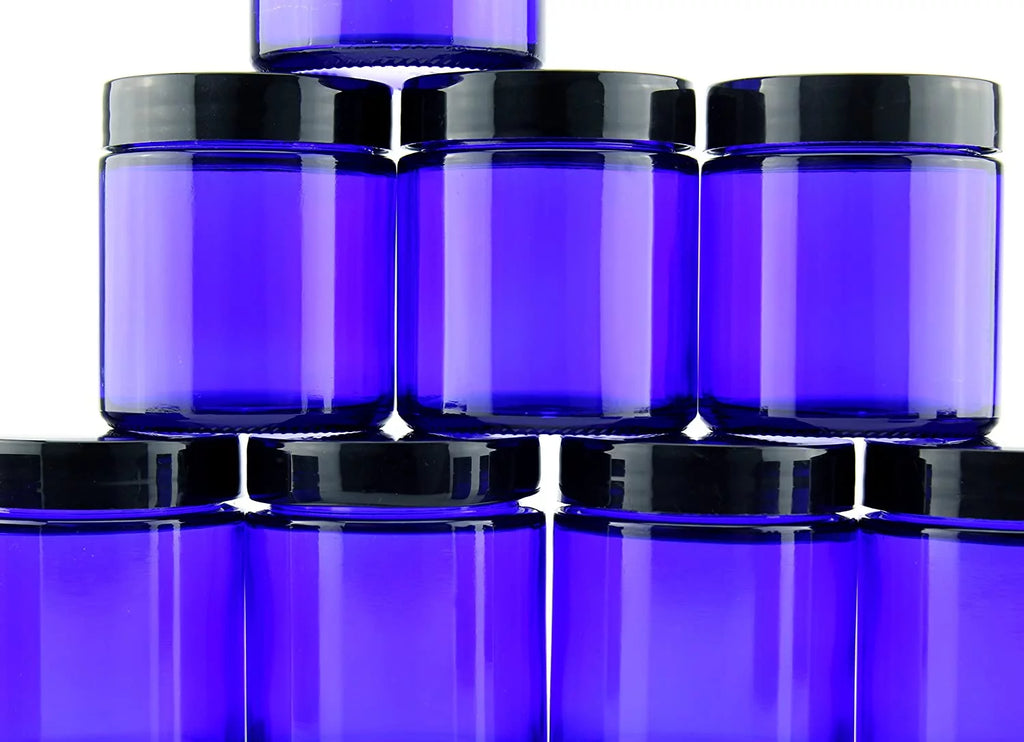 Cobalt Blue Glass Cosmetic Jars 12-Pack F198694