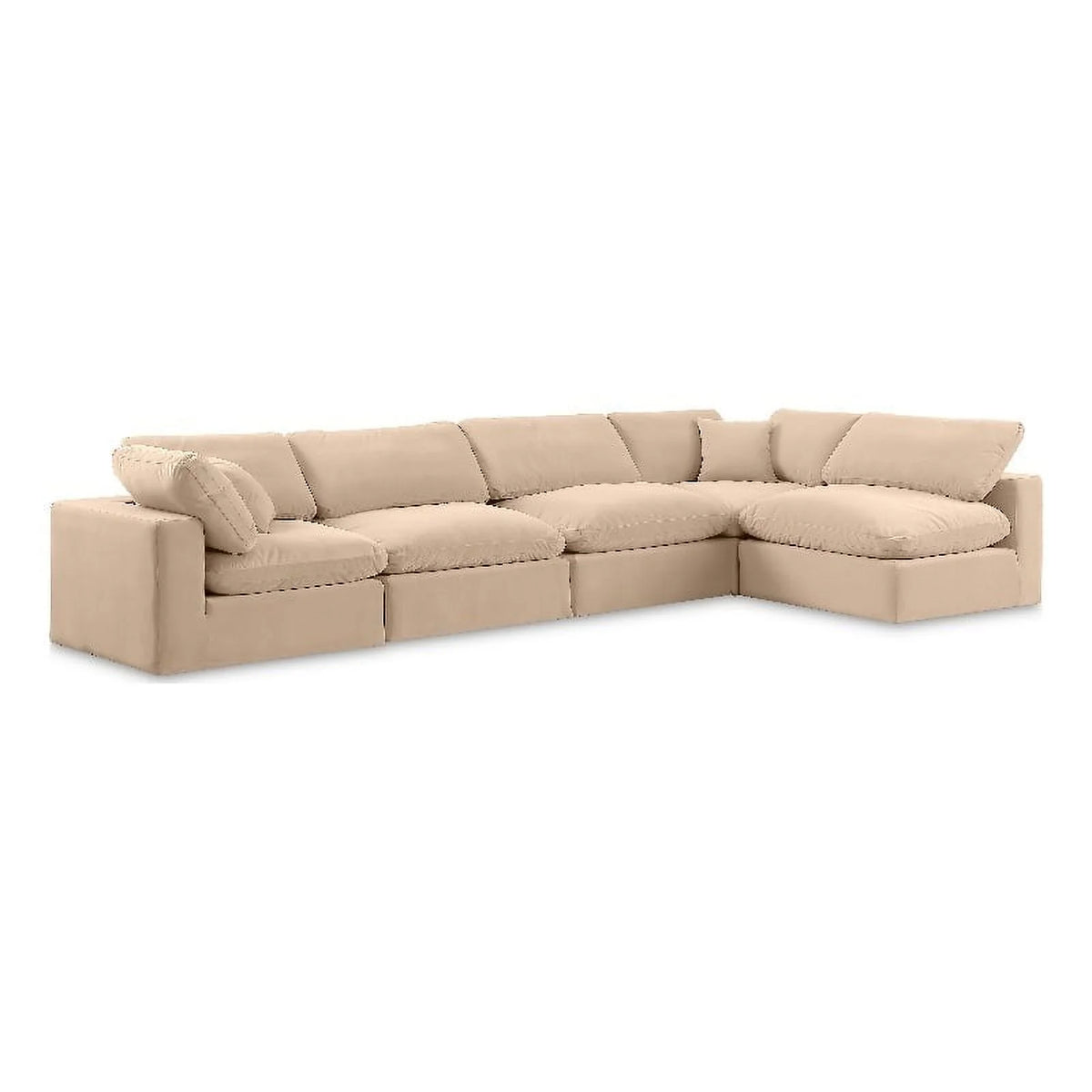 Beige Velvet Modular Sectional F20271