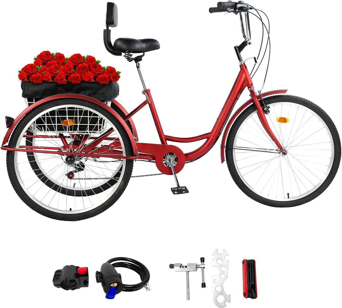 26 Inch 3 Wheels Adult Tricycle with 7 Speed Gear System E81887