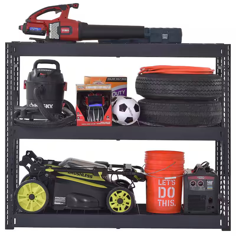 3-Tier Steel Freestanding Garage Storage Shelving Unit in Black F73261