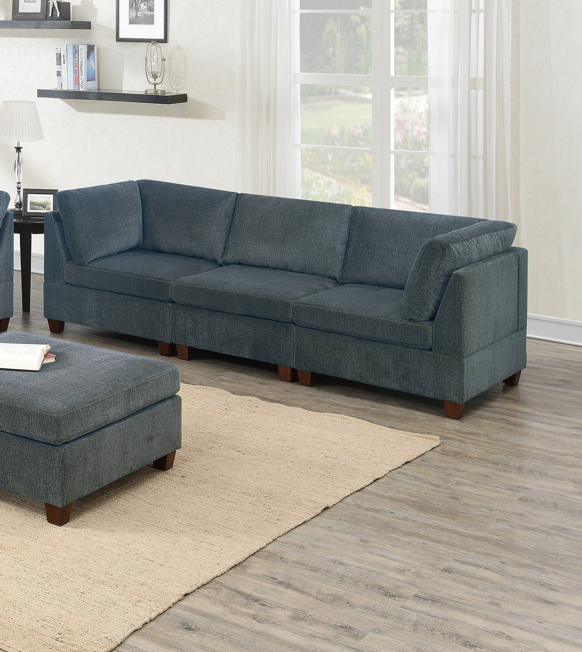 Grey Chenille Modular Sofa Set 8pc X1914