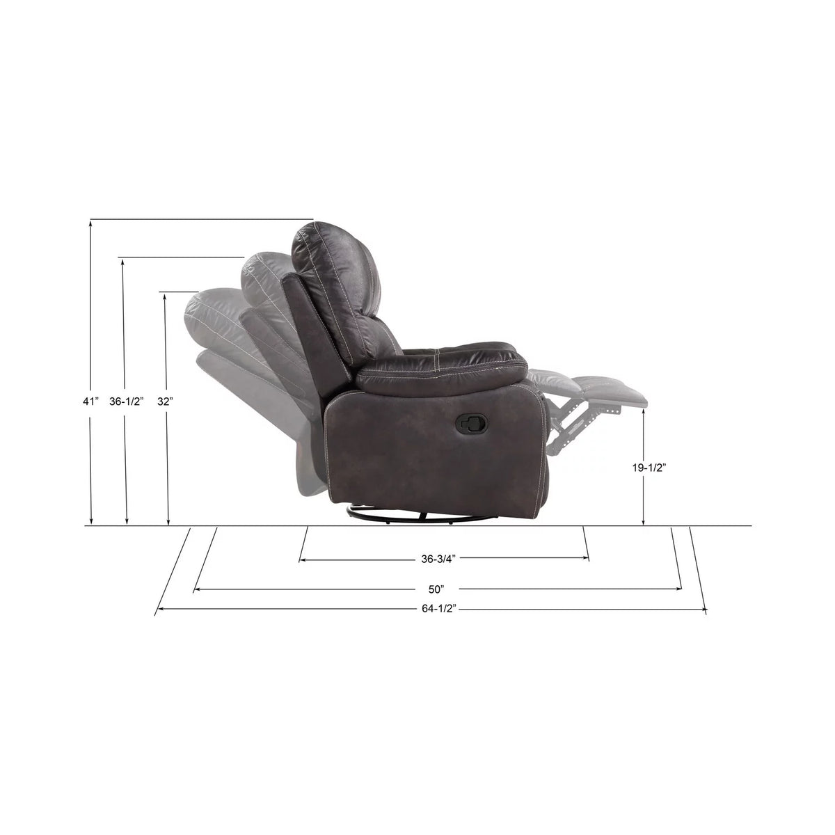 Dark Gray Swivel Reclining Glider L7065