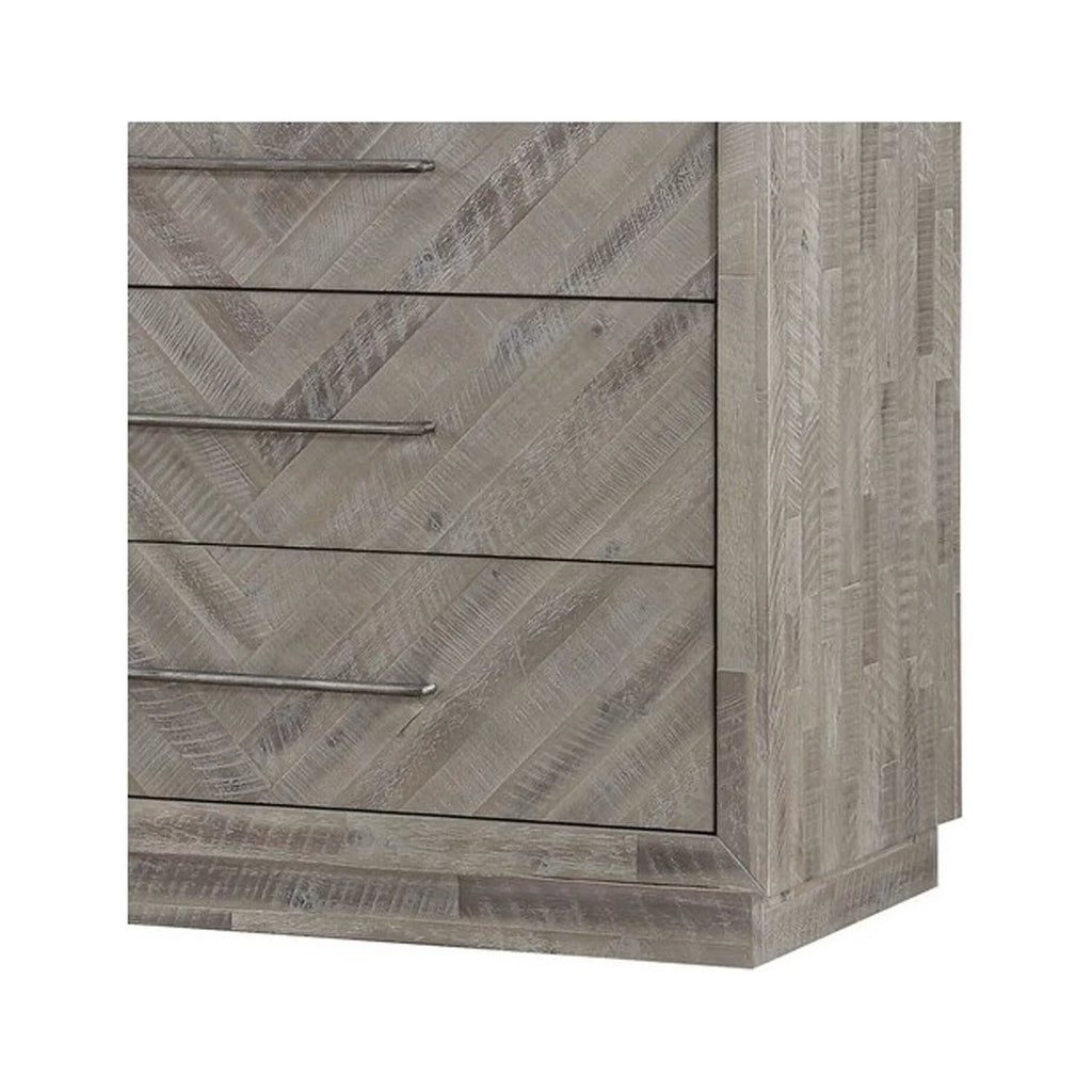 5 Drawer Chest with Herringbone Pattern and Bar Handles E523