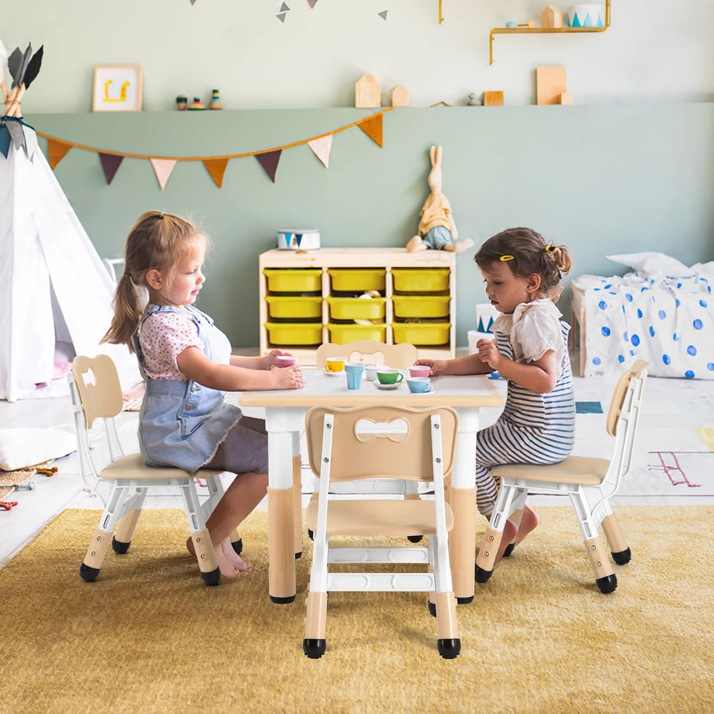 Kids Activity Table and 4 Chairs Set Height Adjustable M217