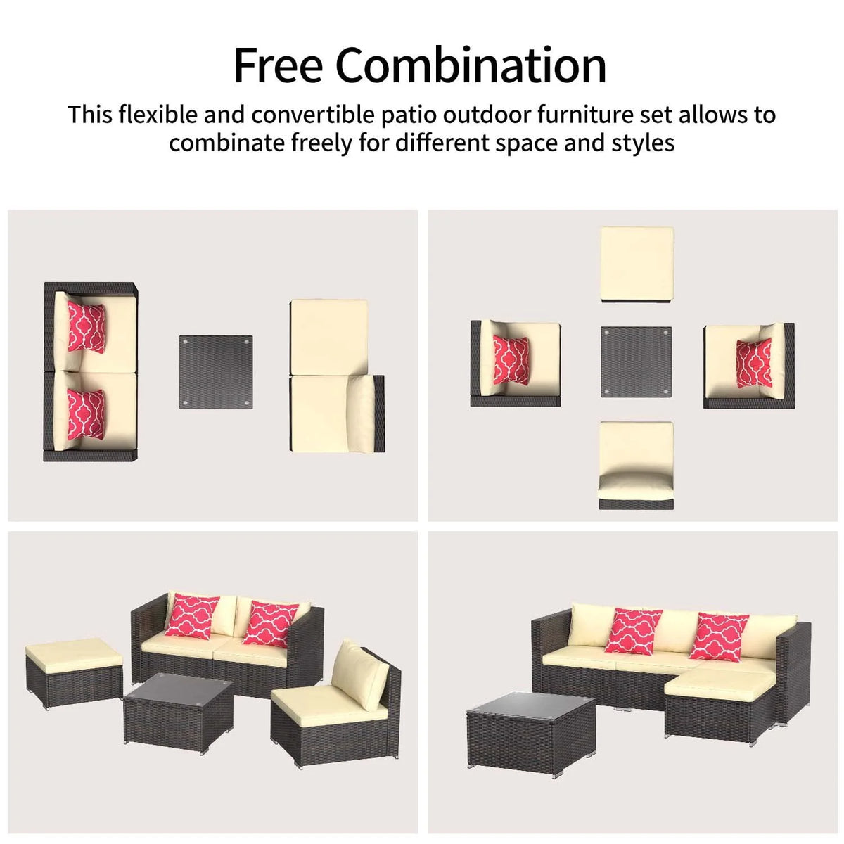 5 Pieces Patio Chairs Set W32373