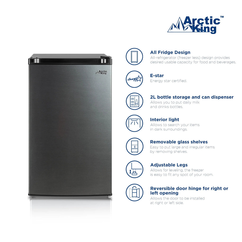 4.4 Cu ft Black Stainless Steel Look Mini Fridge E246