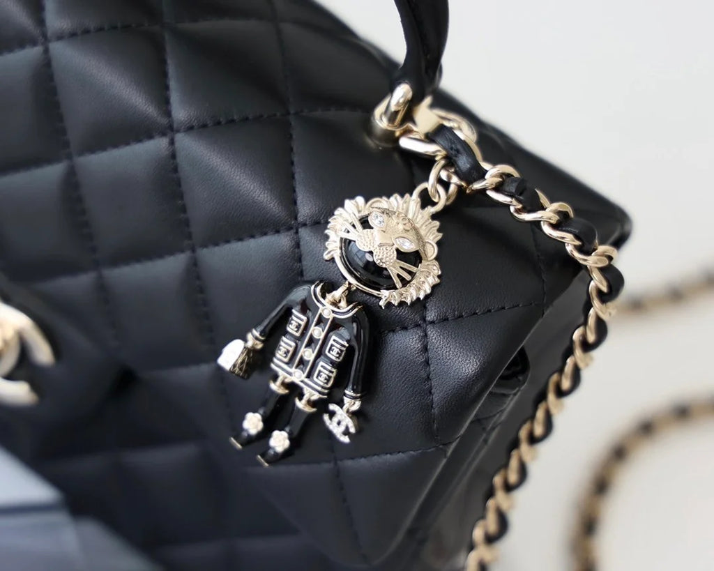 Black Mini Flapbag With Top Handle V550