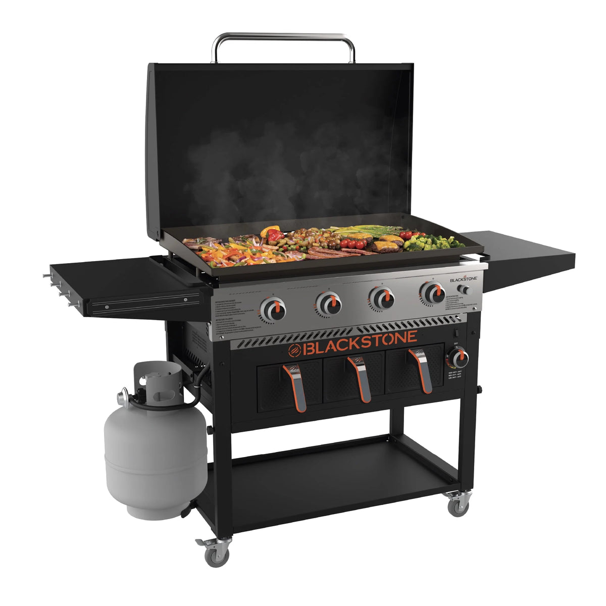 4-Burner Propane Griddle with Air Fryer and Hood E278238