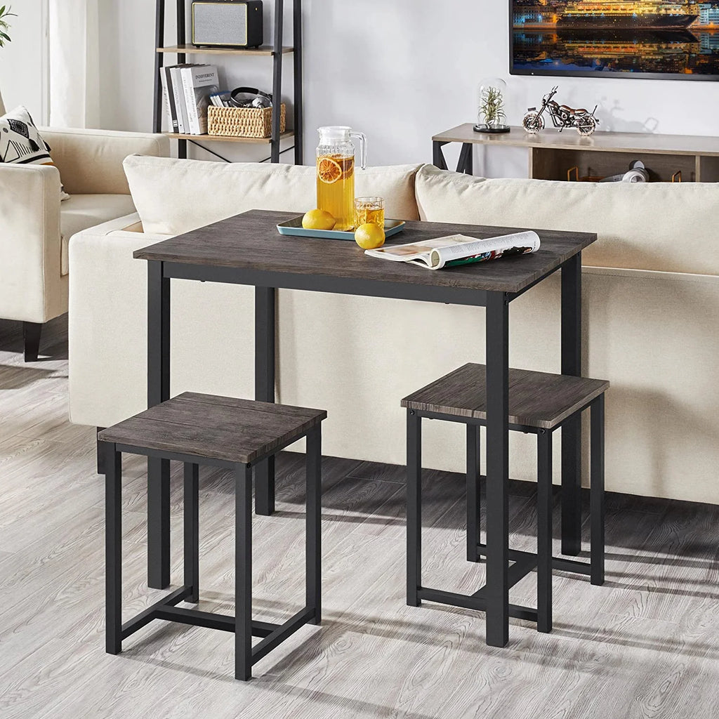 3 Piece Drift Brown Dining Table Set with 2 Stools I2229