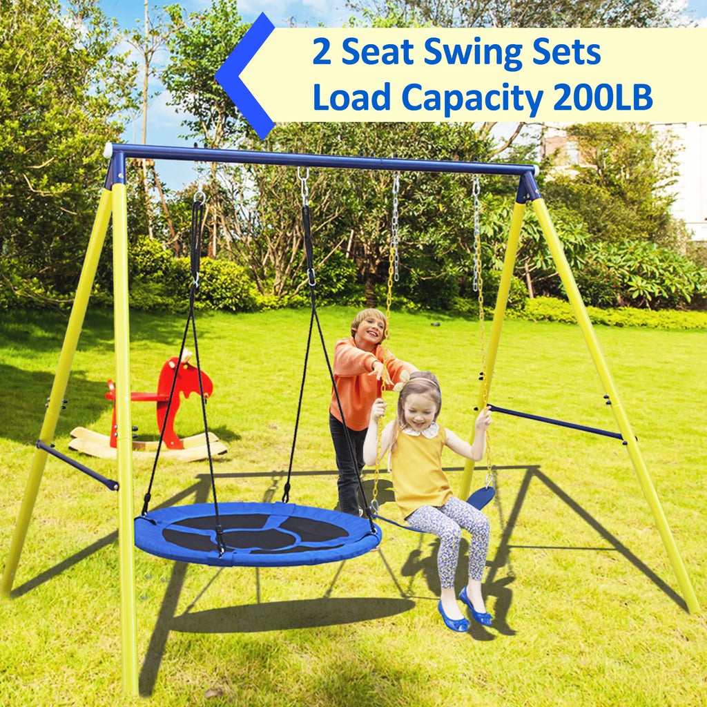 Heavy Duty Metal Swing Set with Disc Swing and Belt Swing P2789