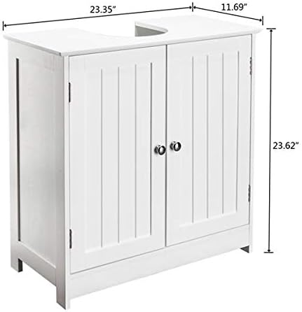 White Under Sink Storage Cabinet with 2 Doors B691567