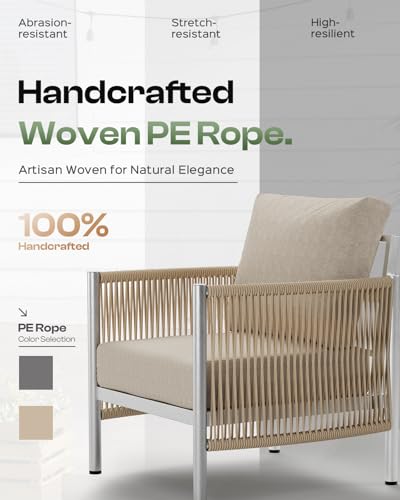Aluminum HDPE Rope 5 Piece Patio Furniture Set with Coffee Table U733