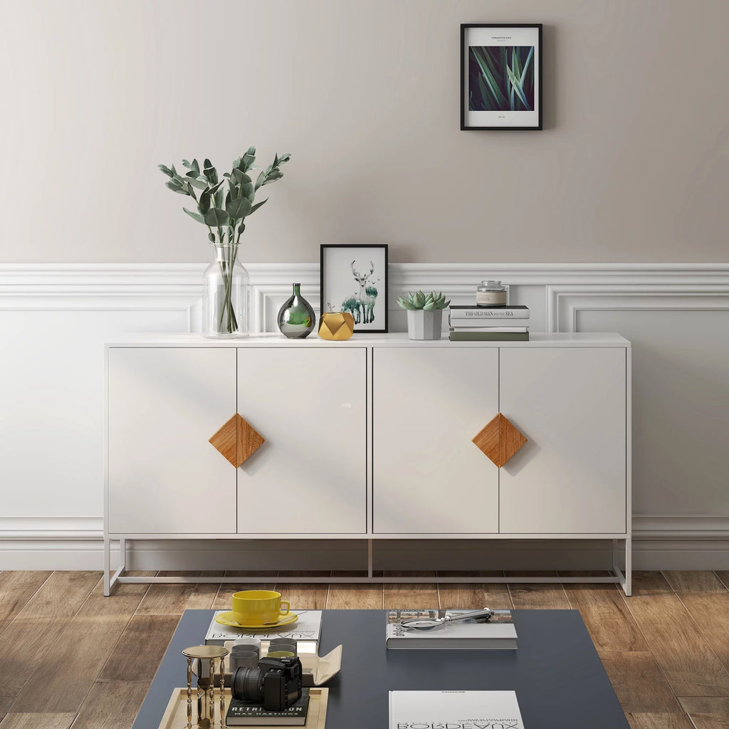 White Storage Sideboard Cabinet with 4 Doors F1918