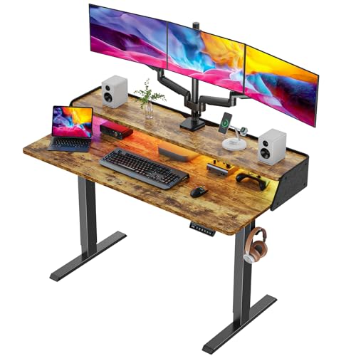 White Electric Height Adjustable Standing Desk with Storage Shelves O40135
