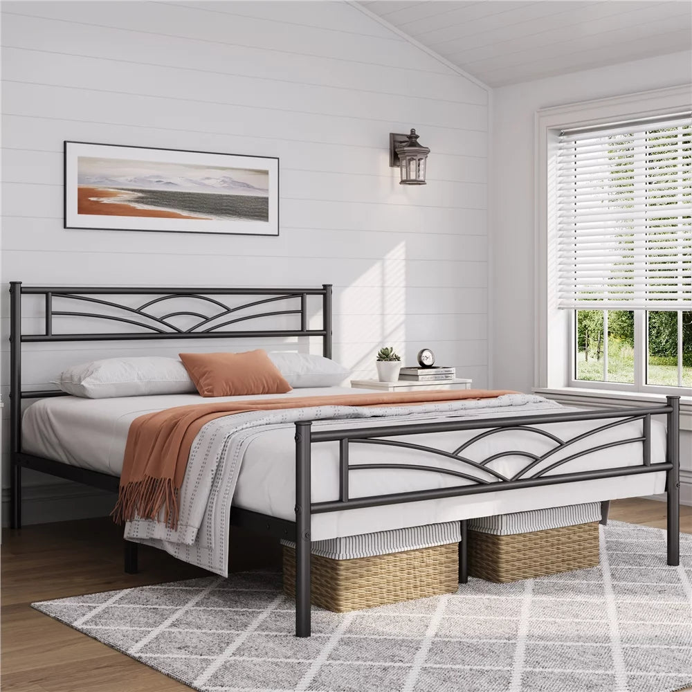 Queen Black Metal Bed P432