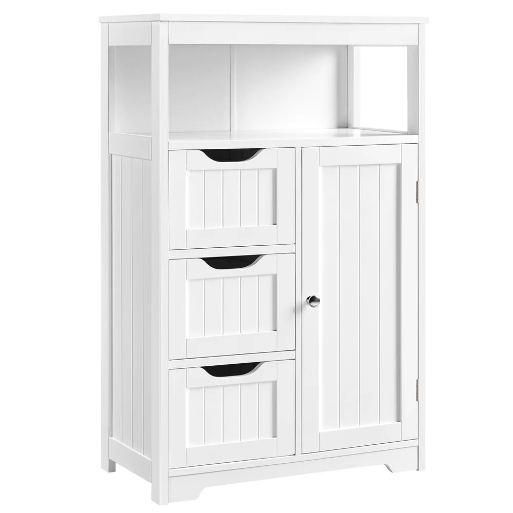 White MDF Wooden Bathroom Floor Cabinet with Drawers R2117