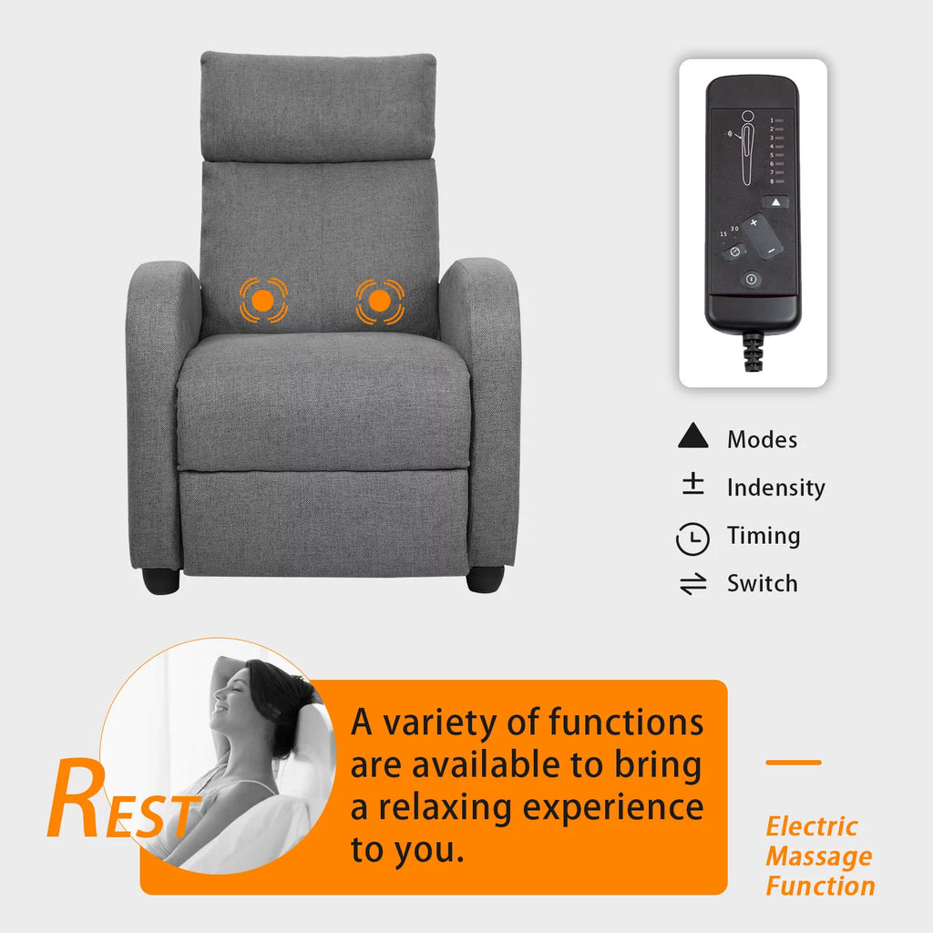 Gray Fabric Massage Recliner Chair Y582609