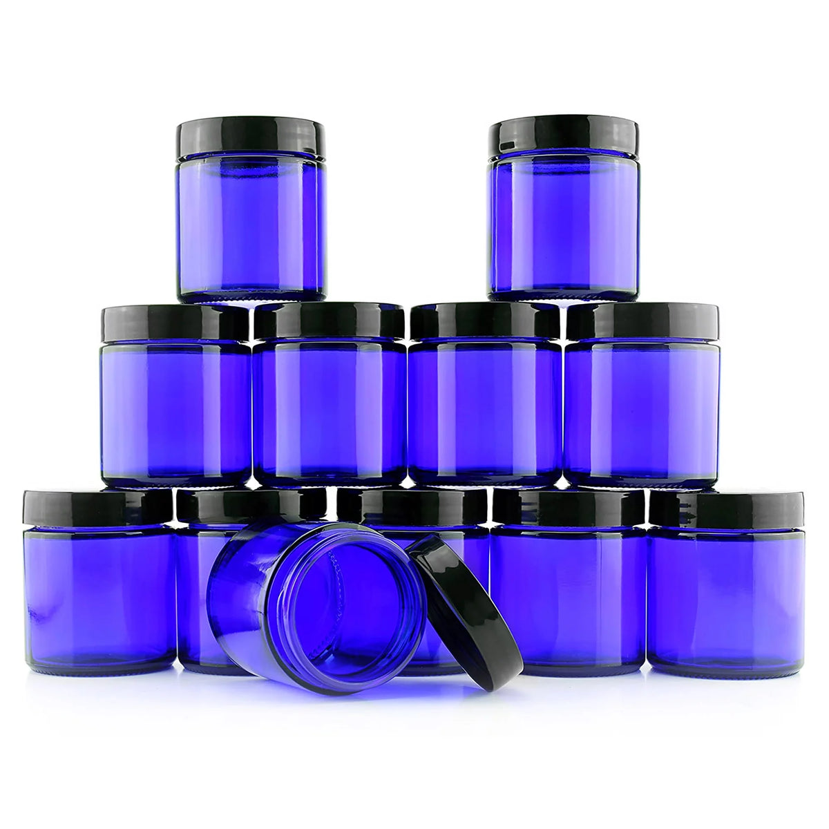 Cobalt Blue Glass Cosmetic Jars 12-Pack F198694